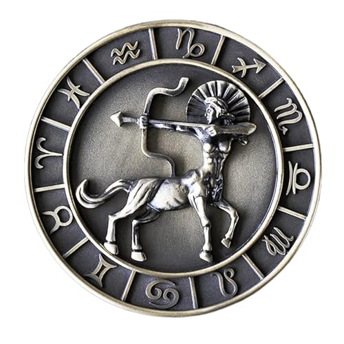 NTIYOU Schmuckschatullen Schmuckkästchen mit zwölf Sternbildern, Schmuck-Organizer-Box, runde Ringbox aus Metall Mutter(Sagittarius) von NTIYOU