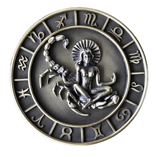 NTIYOU Schmuckschatullen Schmuckkästchen mit zwölf Sternbildern, Schmuck-Organizer-Box, runde Ringbox aus Metall Mutter(Scorpio) von NTIYOU