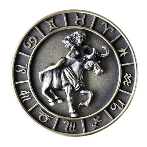 NTIYOU Schmuckschatullen Schmuckkästchen mit zwölf Sternbildern, Schmuck-Organizer-Box, runde Ringbox aus Metall Mutter(Taurus) von NTIYOU