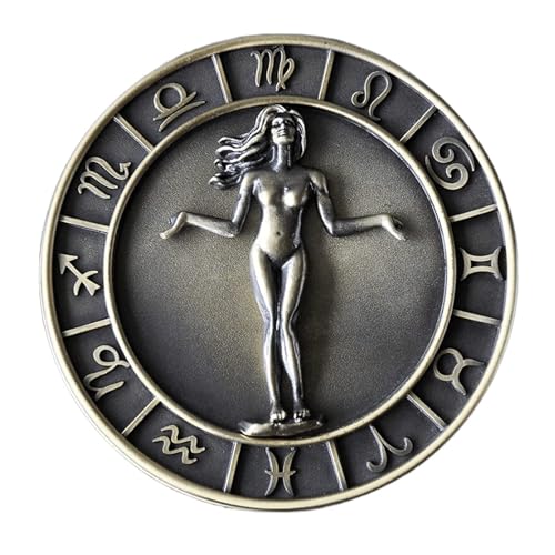 NTIYOU Schmuckschatullen Schmuckkästchen mit zwölf Sternbildern, Schmuck-Organizer-Box, runde Ringbox aus Metall Mutter(Virgo) von NTIYOU