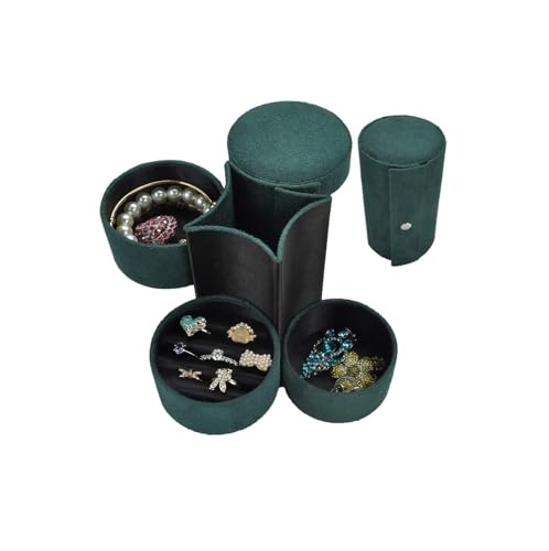 NTIYOU Schmuckschatullen Schmuckschatulle for Damen, tragbarer Schmuck-Organizer, Leder, Schmuckvitrine, Kleiner Schmuckhalter (Farbe: Schwarz) Mutter(Green) von NTIYOU