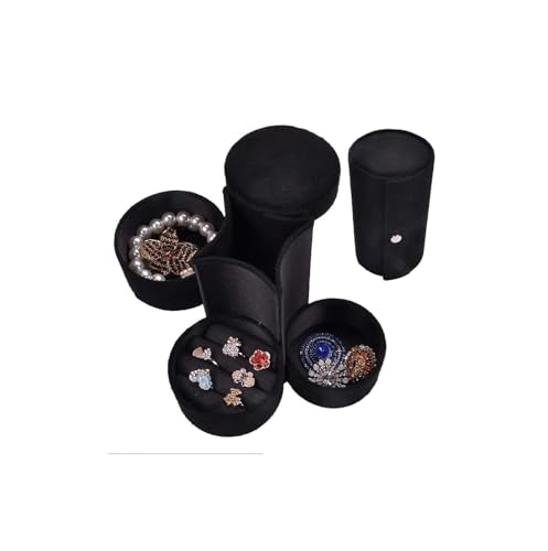 NTIYOU Schmuckschatullen Schmuckschatulle for Damen, tragbarer Schmuck-Organizer, Leder, Schmuckvitrine, Kleiner Schmuckhalter (Farbe: Schwarz) Mutter(Noir) von NTIYOU