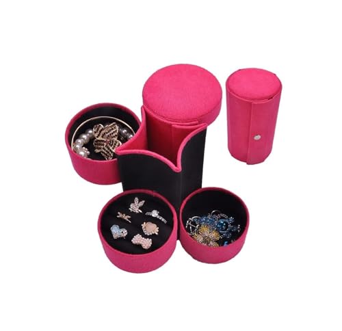NTIYOU Schmuckschatullen Schmuckschatulle for Damen, tragbarer Schmuck-Organizer, Leder, Schmuckvitrine, Kleiner Schmuckhalter (Farbe: Schwarz) Mutter(Pink) von NTIYOU