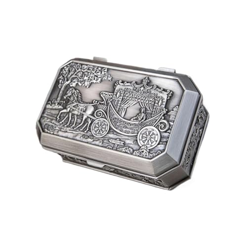 NTIYOU Schmuckschatullen Schmuckschatulle im Retro-Schloss-Stil mit Zinklegierung, exquisites Relief, silberfarbenes Metall, Schmuck-Organizer-Box, Schmuck-Organizer Mutter NTIYOU Schmuckschatullen Schmuckschatulle im Retro-Schloss-Stil mit Zinklegierung, exquisites Relief, silberfarbenes Metall, Schmuck-Organizer-Box, Schmuck-Organizer Mutter von NTIYOU