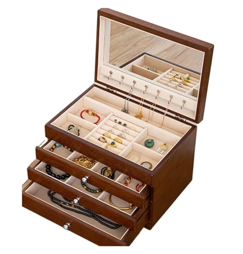 NTIYOU Schmuckschatullen Schmuckschatulle mit 4 Schubladen, Aufbewahrungsbox, Organizer, Behälter mit Schloss, Samt, for Ringe, Halsketten, Ohrringe, Schmuckschatulle Mutter NTIYOU Schmuckschatullen Schmuckschatulle mit 4 Schubladen, Aufbewahrungsbox, Organizer, Behälter mit Schloss, Samt, for Ringe, Halsketten, Ohrringe, Schmuckschatulle Mutter von NTIYOU