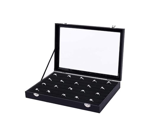 NTIYOU Schmuckschatullen Schmuckschatulle mit Glasdeckel, grau/schwarz, Schmuck-Organizer-Box, Schmuckvitrine for Ohrringe, Ringe, Halsketten, Schmuckhalter Mutter NTIYOU Schmuckschatullen Schmuckschatulle mit Glasdeckel, grau/schwarz, Schmuck-Organizer-Box, Schmuckvitrine for Ohrringe, Ringe, Halsketten, Schmuckhalter Mutter von NTIYOU