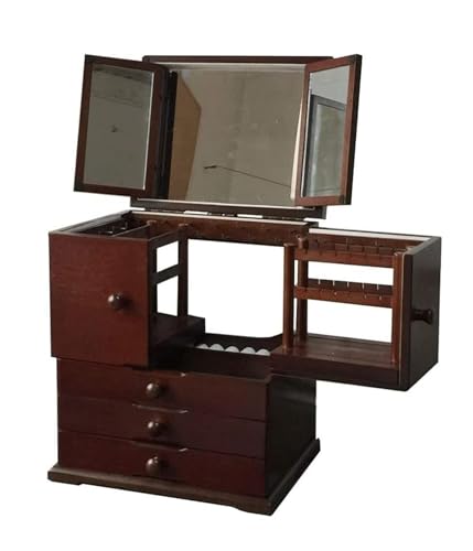 NTIYOU Schmuckschatullen Schmuckschatulle mit Spiegel, ausziehbarer Ohrring-Ausstellungsständer, Retro-Vintage-Schmuckschatulle, großer Schmuck-Organizer, Schmuckhalter Mutter NTIYOU Schmuckschatullen Schmuckschatulle mit Spiegel, ausziehbarer Ohrring-Ausstellungsständer, Retro-Vintage-Schmuckschatulle, großer Schmuck-Organizer, Schmuckhalter Mutter von NTIYOU