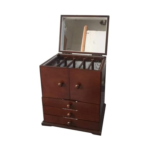 NTIYOU Schmuckschatullen Schmuckschatulle mit Spiegel, ausziehbarer Ohrring-Ausstellungsständer, Retro-Vintage-Schmuckschatulle, großer Schmuck-Organizer, Schmuckhalter Mutter NTIYOU Schmuckschatullen Schmuckschatulle mit Spiegel, ausziehbarer Ohrring-Ausstellungsständer, Retro-Vintage-Schmuckschatulle, großer Schmuck-Organizer, Schmuckhalter Mutter von NTIYOU