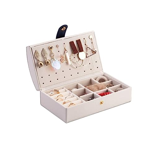 NTIYOU Schmuckschatullen Tragbarer gewölbter Schmuck-Organizer aus Leder, Reise-Schmuckaufbewahrungskoffer Mutter(Blanc) von NTIYOU