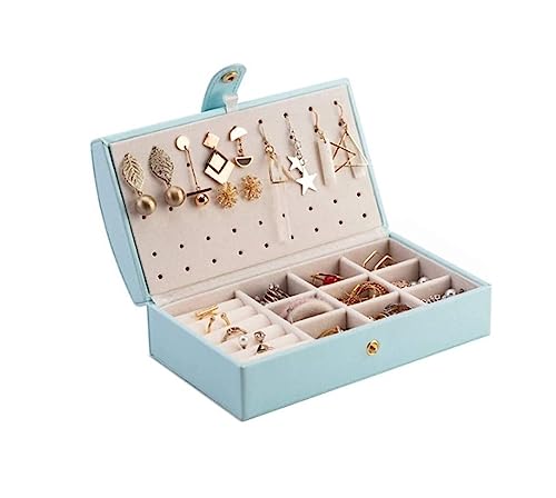 NTIYOU Schmuckschatullen Tragbarer gewölbter Schmuck-Organizer aus Leder, Reise-Schmuckaufbewahrungskoffer Mutter(Blue) von NTIYOU
