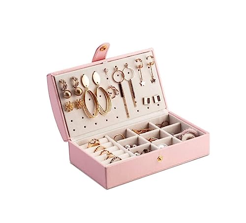 NTIYOU Schmuckschatullen Tragbarer gewölbter Schmuck-Organizer aus Leder, Reise-Schmuckaufbewahrungskoffer Mutter(Pink) von NTIYOU