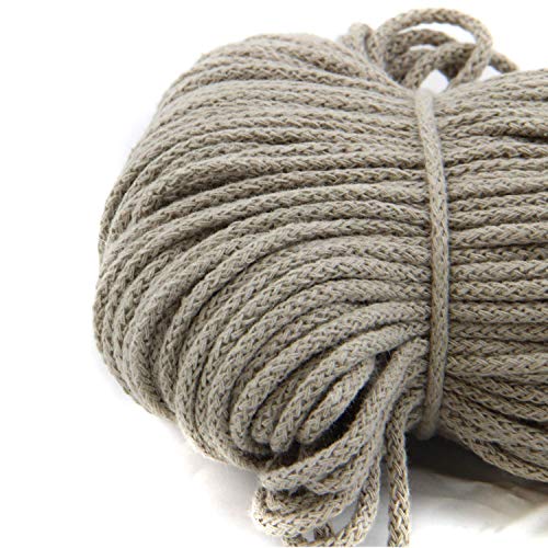 nts Nähtechnik 100m Baumwollkordel / 4mm breites Seil aus Baumwolle mit Polyester Kern/Deko Schnur (Dunkelbeige, 4) von nts Nähtechnik