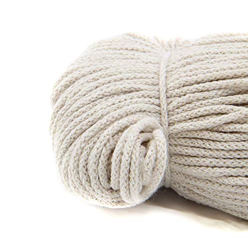 nts Nähtechnik 100m Baumwollkordel / 4mm breites Seil aus Baumwolle mit Polyester Kern/Deko Schnur (Hellbeige, 4) von nts Nähtechnik