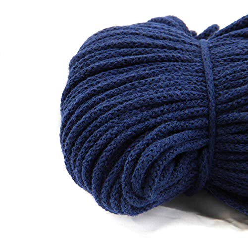 nts Nähtechnik 100m Baumwollkordel / 4mm breites Seil aus Baumwolle mit Polyester Kern/Deko Schnur (dunkelblau, 4) von nts Nähtechnik