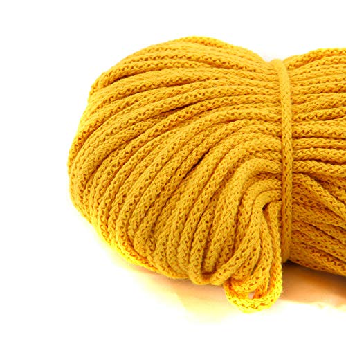 nts Nähtechnik 100m Baumwollkordel / 4mm breites Seil aus Baumwolle mit Polyester Kern/Deko Schnur (gelb, 4) von nts Nähtechnik