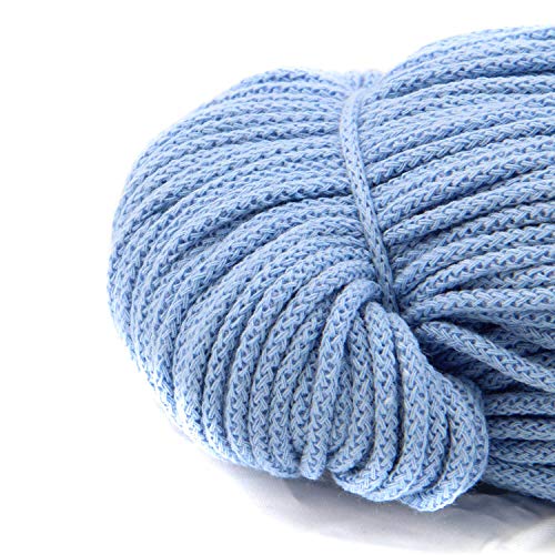 nts Nähtechnik 100m Baumwollkordel / 4mm breites Seil aus Baumwolle mit Polyester Kern/Deko Schnur (hellblau, 4) von nts Nähtechnik