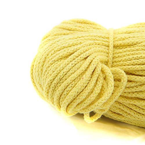 nts Nähtechnik 100m Baumwollkordel / 4mm breites Seil aus Baumwolle mit Polyester Kern/Deko Schnur (hellgelb, 4) von nts Nähtechnik