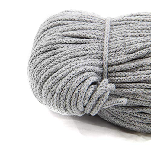nts Nähtechnik 100m Baumwollkordel / 4mm breites Seil aus Baumwolle mit Polyester Kern/Deko Schnur (hellgrau, 4) von nts Nähtechnik