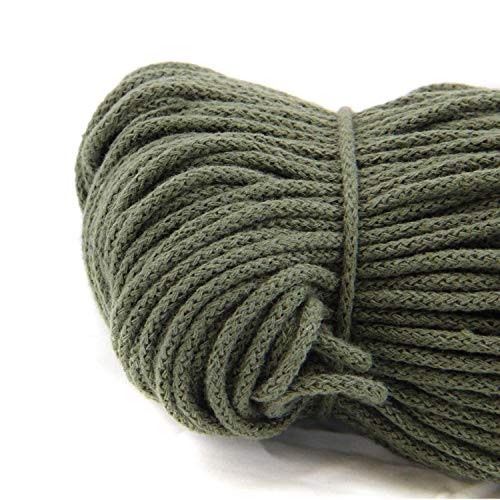 nts Nähtechnik 100m Baumwollkordel / 4mm breites Seil aus Baumwolle mit Polyester Kern/Deko Schnur (olivgrün, 4) von nts Nähtechnik