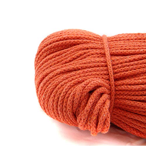 nts Nähtechnik 100m Baumwollkordel / 4mm breites Seil aus Baumwolle mit Polyester Kern/Deko Schnur (orange, 4) von nts Nähtechnik