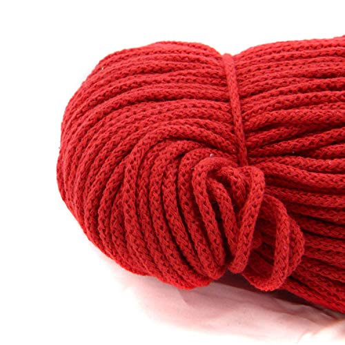 nts Nähtechnik 100m Baumwollkordel / 4mm breites Seil aus Baumwolle mit Polyester Kern/Deko Schnur (rot, 4) von nts Nähtechnik