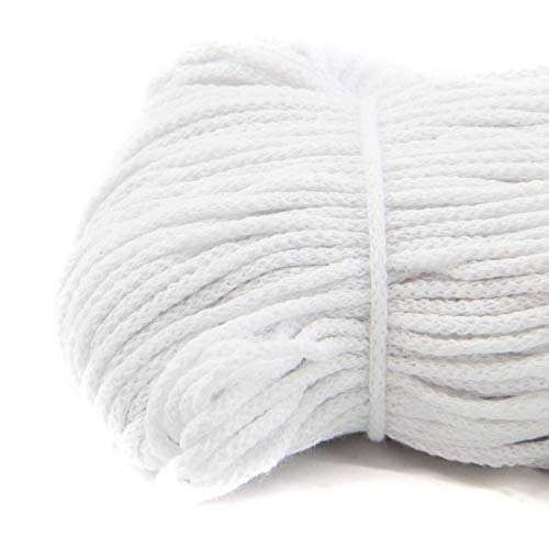 nts Nähtechnik 100m Baumwollkordel / 4mm breites Seil aus Baumwolle mit Polyester Kern/Deko Schnur (weiß, 4) von nts Nähtechnik