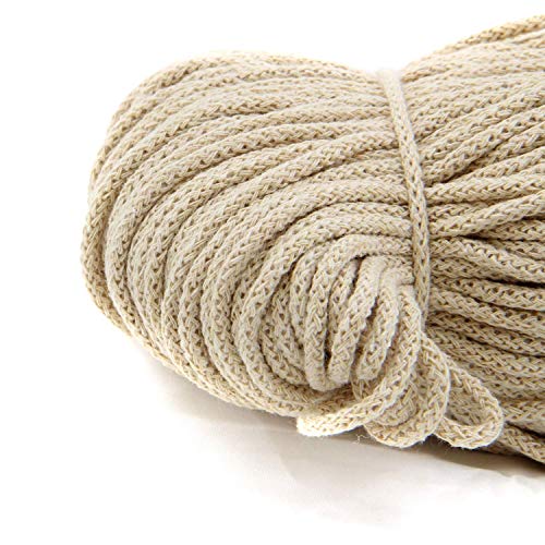 nts Nähtechnik 100m Baumwollkordel / 4mm breites Seil aus Baumwolle mit Polyester Kern/Deko Schnur graubeige, 4 von nts Nähtechnik