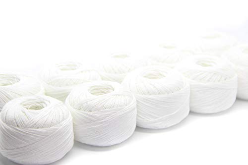 - STRICKDIRWAS - Häkelgarn aus 100% Baumwolle Baumwollgarn Baumwollfaden zum Sticken, Häkeln, Schmuck, Basteln… (weiß-10er) von nts Nähtechnik