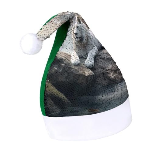 NTVOWPZO Glitzernde Weihnachtsmütze für Erwachsene, Löwe auf Felsen, glänzende Pailletten, Weihnachtsmütze für Weihnachten, Neujahr, Party, Kopfbedeckung NTVOWPZO Glitzernde Weihnachtsmütze für Erwachsene, Löwe auf Felsen, glänzende Pailletten, Weihnachtsmütze für Weihnachten, Neujahr, Party, Kopfbedeckung von NTVOWPZO