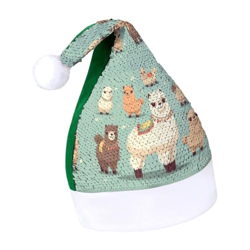 NTVOWPZO Glitzernde Weihnachtsmütze für Erwachsene, Weihnachtsmannmütze, Alpakas, glänzende Pailletten, Weihnachtsmütze für Weihnachten, Neujahr, Party, Kopfbedeckung NTVOWPZO Glitzernde Weihnachtsmütze für Erwachsene, Weihnachtsmannmütze, Alpakas, glänzende Pailletten, Weihnachtsmütze für Weihnachten, Neujahr, Party, Kopfbedeckung von NTVOWPZO