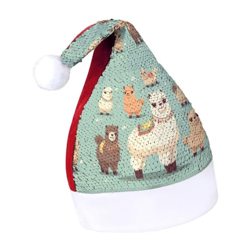 NTVOWPZO Glitzernde Weihnachtsmütze für Erwachsene, Weihnachtsmannmütze, Alpakas, glänzende Pailletten, Weihnachtsmütze für Weihnachten, Neujahr, Party, Kopfbedeckung NTVOWPZO Glitzernde Weihnachtsmütze für Erwachsene, Weihnachtsmannmütze, Alpakas, glänzende Pailletten, Weihnachtsmütze für Weihnachten, Neujahr, Party, Kopfbedeckung von NTVOWPZO