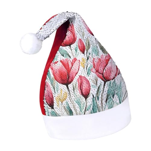 NTVOWPZO Glitzernde Weihnachtsmütze für Erwachsene, Weihnachtsmannmütze, Blume, glänzende Pailletten, Weihnachtsmütze für Weihnachten, Neujahr, Party, Kopfbedeckung NTVOWPZO Glitzernde Weihnachtsmütze für Erwachsene, Weihnachtsmannmütze, Blume, glänzende Pailletten, Weihnachtsmütze für Weihnachten, Neujahr, Party, Kopfbedeckung von NTVOWPZO