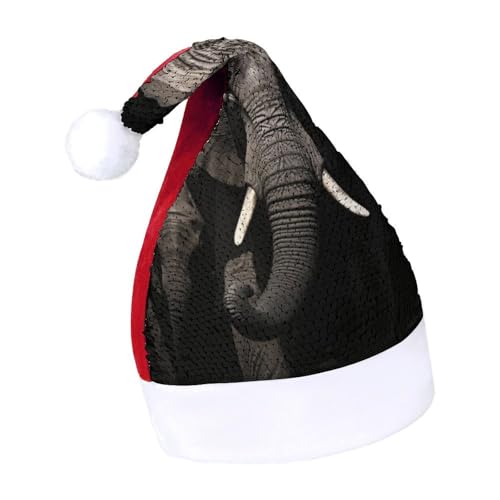NTVOWPZO Glitzernde Weihnachtsmütze für Erwachsene, Weihnachtsmannmütze, Elefant, schwarz, glänzende Pailletten, Weihnachtsmütze für Weihnachten, Neujahr, Party, Kopfbedeckung NTVOWPZO Glitzernde Weihnachtsmütze für Erwachsene, Weihnachtsmannmütze, Elefant, schwarz, glänzende Pailletten, Weihnachtsmütze für Weihnachten, Neujahr, Party, Kopfbedeckung von NTVOWPZO