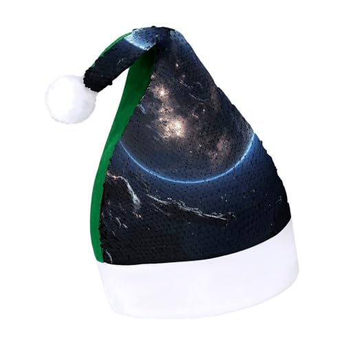 NTVOWPZO Glitzernde Weihnachtsmütze für Erwachsene, Weihnachtsmannmütze, Erde und Mond, glänzende Pailletten, Weihnachtsmütze für Weihnachten, Neujahr, Party, Kopfbedeckung NTVOWPZO Glitzernde Weihnachtsmütze für Erwachsene, Weihnachtsmannmütze, Erde und Mond, glänzende Pailletten, Weihnachtsmütze für Weihnachten, Neujahr, Party, Kopfbedeckung von NTVOWPZO