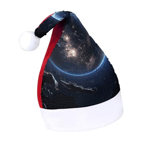 NTVOWPZO Glitzernde Weihnachtsmütze für Erwachsene, Weihnachtsmannmütze, Erde und Mond, glänzende Pailletten, Weihnachtsmütze für Weihnachten, Neujahr, Party, Kopfbedeckung NTVOWPZO Glitzernde Weihnachtsmütze für Erwachsene, Weihnachtsmannmütze, Erde und Mond, glänzende Pailletten, Weihnachtsmütze für Weihnachten, Neujahr, Party, Kopfbedeckung von NTVOWPZO