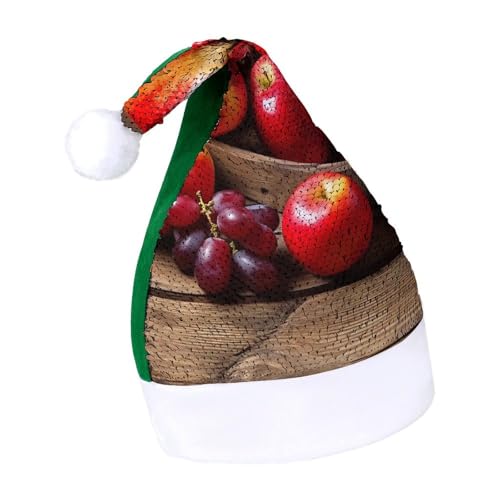 NTVOWPZO Glitzernde Weihnachtsmütze für Erwachsene, Weihnachtsmannmütze, Früchte auf Holz, glänzende Pailletten, Weihnachtsmütze für Weihnachten, Neujahr, Party, Kopfbedeckung NTVOWPZO Glitzernde Weihnachtsmütze für Erwachsene, Weihnachtsmannmütze, Früchte auf Holz, glänzende Pailletten, Weihnachtsmütze für Weihnachten, Neujahr, Party, Kopfbedeckung von NTVOWPZO