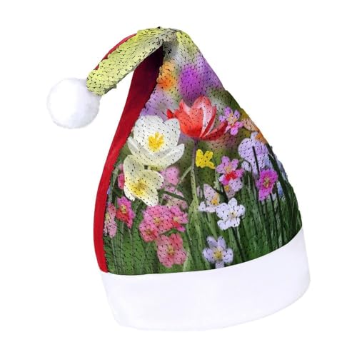 NTVOWPZO Glitzernde Weihnachtsmütze für Erwachsene, Weihnachtsmannmütze, Frühlingsblumen, glänzende Pailletten, Weihnachtsmütze für Weihnachten, Neujahr, Party, Kopfbedeckung NTVOWPZO Glitzernde Weihnachtsmütze für Erwachsene, Weihnachtsmannmütze, Frühlingsblumen, glänzende Pailletten, Weihnachtsmütze für Weihnachten, Neujahr, Party, Kopfbedeckung von NTVOWPZO