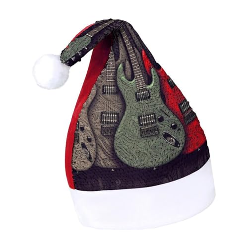 NTVOWPZO Glitzernde Weihnachtsmütze für Erwachsene, Weihnachtsmannmütze, Gitarrenmuster, glänzende Pailletten, Weihnachtsmütze für Weihnachten, Neujahr, Party, Kopfbedeckung NTVOWPZO Glitzernde Weihnachtsmütze für Erwachsene, Weihnachtsmannmütze, Gitarrenmuster, glänzende Pailletten, Weihnachtsmütze für Weihnachten, Neujahr, Party, Kopfbedeckung von NTVOWPZO