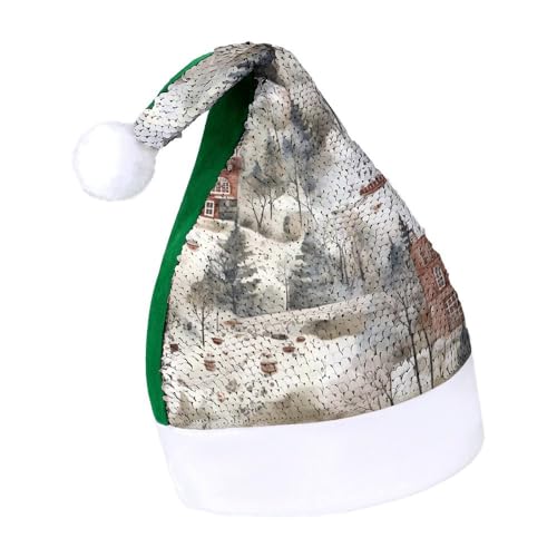 NTVOWPZO Glitzernde Weihnachtsmütze für Erwachsene, Weihnachtsmannmütze, Haus am See, glänzende Pailletten, Weihnachtsmütze für Weihnachten, Neujahr, Party, Kopfbedeckung NTVOWPZO Glitzernde Weihnachtsmütze für Erwachsene, Weihnachtsmannmütze, Haus am See, glänzende Pailletten, Weihnachtsmütze für Weihnachten, Neujahr, Party, Kopfbedeckung von NTVOWPZO