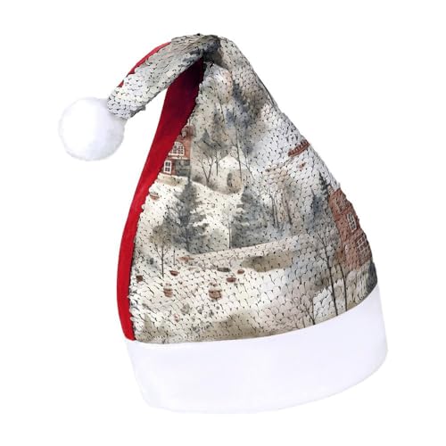 NTVOWPZO Glitzernde Weihnachtsmütze für Erwachsene, Weihnachtsmannmütze, Haus am See, glänzende Pailletten, Weihnachtsmütze für Weihnachten, Neujahr, Party, Kopfbedeckung NTVOWPZO Glitzernde Weihnachtsmütze für Erwachsene, Weihnachtsmannmütze, Haus am See, glänzende Pailletten, Weihnachtsmütze für Weihnachten, Neujahr, Party, Kopfbedeckung von NTVOWPZO
