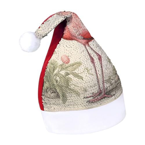 NTVOWPZO Glitzernde Weihnachtsmütze für Erwachsene, Weihnachtsmannmütze, Kunst, Flamingo, glänzende Pailletten, Weihnachtsmütze für Weihnachten, Neujahr, Party, Kopfbedeckung NTVOWPZO Glitzernde Weihnachtsmütze für Erwachsene, Weihnachtsmannmütze, Kunst, Flamingo, glänzende Pailletten, Weihnachtsmütze für Weihnachten, Neujahr, Party, Kopfbedeckung von NTVOWPZO
