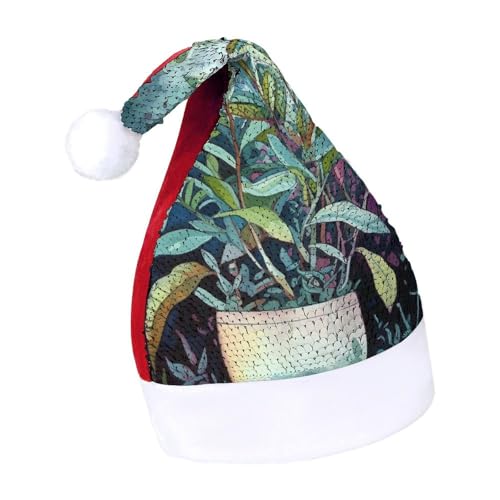 NTVOWPZO Glitzernde Weihnachtsmütze für Erwachsene, Weihnachtsmannmütze, Pflanzenmalerei, glänzende Pailletten, Weihnachtsmütze für Weihnachten, Neujahr, Party, Kopfbedeckung NTVOWPZO Glitzernde Weihnachtsmütze für Erwachsene, Weihnachtsmannmütze, Pflanzenmalerei, glänzende Pailletten, Weihnachtsmütze für Weihnachten, Neujahr, Party, Kopfbedeckung von NTVOWPZO