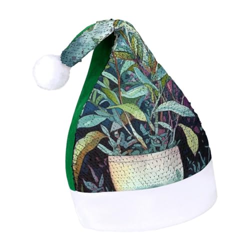 NTVOWPZO Glitzernde Weihnachtsmütze für Erwachsene, Weihnachtsmannmütze, Pflanzenmalerei, glänzende Pailletten, Weihnachtsmütze für Weihnachten, Neujahr, Party, Kopfbedeckung NTVOWPZO Glitzernde Weihnachtsmütze für Erwachsene, Weihnachtsmannmütze, Pflanzenmalerei, glänzende Pailletten, Weihnachtsmütze für Weihnachten, Neujahr, Party, Kopfbedeckung von NTVOWPZO
