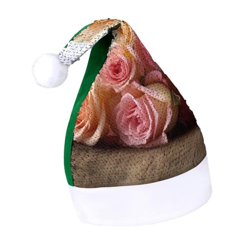 NTVOWPZO Glitzernde Weihnachtsmütze für Erwachsene, Weihnachtsmannmütze, Rosen, Blumen, glänzende Pailletten, Weihnachtsmütze für Weihnachten, Neujahr, Party, Kopfbedeckung NTVOWPZO Glitzernde Weihnachtsmütze für Erwachsene, Weihnachtsmannmütze, Rosen, Blumen, glänzende Pailletten, Weihnachtsmütze für Weihnachten, Neujahr, Party, Kopfbedeckung von NTVOWPZO