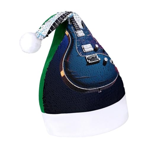 NTVOWPZO Glitzernde Weihnachtsmütze für Erwachsene, Weihnachtsmannmütze, blaue Gitarre, glänzende Pailletten, Weihnachtsmütze für Weihnachten, Neujahr, Party, Kopfbedeckung NTVOWPZO Glitzernde Weihnachtsmütze für Erwachsene, Weihnachtsmannmütze, blaue Gitarre, glänzende Pailletten, Weihnachtsmütze für Weihnachten, Neujahr, Party, Kopfbedeckung von NTVOWPZO