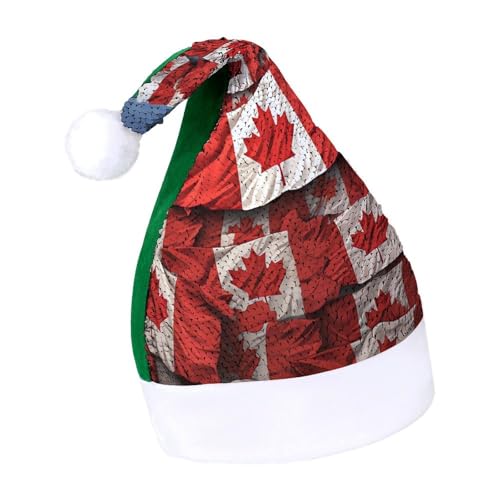 NTVOWPZO Glitzernde Weihnachtsmütze für Erwachsene, Weihnachtsmannmütze, kanadische Flagge, glänzende Pailletten, Weihnachtsmütze für Weihnachten, Neujahr, Party, Kopfbedeckung NTVOWPZO Glitzernde Weihnachtsmütze für Erwachsene, Weihnachtsmannmütze, kanadische Flagge, glänzende Pailletten, Weihnachtsmütze für Weihnachten, Neujahr, Party, Kopfbedeckung von NTVOWPZO