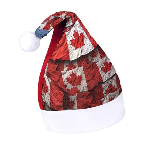 NTVOWPZO Glitzernde Weihnachtsmütze für Erwachsene, Weihnachtsmannmütze, kanadische Flagge, glänzende Pailletten, Weihnachtsmütze für Weihnachten, Neujahr, Party, Kopfbedeckung NTVOWPZO Glitzernde Weihnachtsmütze für Erwachsene, Weihnachtsmannmütze, kanadische Flagge, glänzende Pailletten, Weihnachtsmütze für Weihnachten, Neujahr, Party, Kopfbedeckung von NTVOWPZO