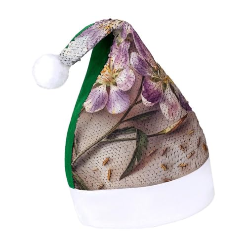 NTVOWPZO Glitzernde Weihnachtsmütze für Erwachsene, Weihnachtsmannmütze, violette Blumen, glänzende Pailletten, Weihnachtsmütze für Weihnachten, Neujahr, Party, Kopfbedeckung NTVOWPZO Glitzernde Weihnachtsmütze für Erwachsene, Weihnachtsmannmütze, violette Blumen, glänzende Pailletten, Weihnachtsmütze für Weihnachten, Neujahr, Party, Kopfbedeckung von NTVOWPZO