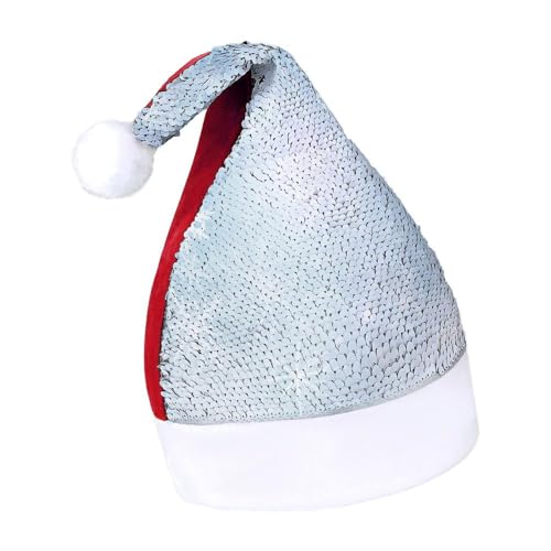 NTVOWPZO Glitzernde Weihnachtsmütze für Erwachsene, Weihnachtsmannmütze, weißer Schnee, glänzende Pailletten, Weihnachtsmütze für Weihnachten, Neujahr, Party, Kopfbedeckung NTVOWPZO Glitzernde Weihnachtsmütze für Erwachsene, Weihnachtsmannmütze, weißer Schnee, glänzende Pailletten, Weihnachtsmütze für Weihnachten, Neujahr, Party, Kopfbedeckung von NTVOWPZO