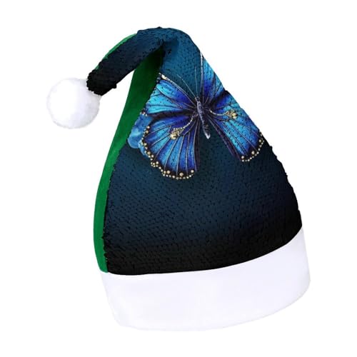 NTVOWPZO Glitzernde Weihnachtsmütze für Erwachsene, blaue Schmetterlingsmütze, glänzende Pailletten, Weihnachtsmütze für Weihnachten, Neujahr, Party, Kopfbedeckung NTVOWPZO Glitzernde Weihnachtsmütze für Erwachsene, blaue Schmetterlingsmütze, glänzende Pailletten, Weihnachtsmütze für Weihnachten, Neujahr, Party, Kopfbedeckung von NTVOWPZO